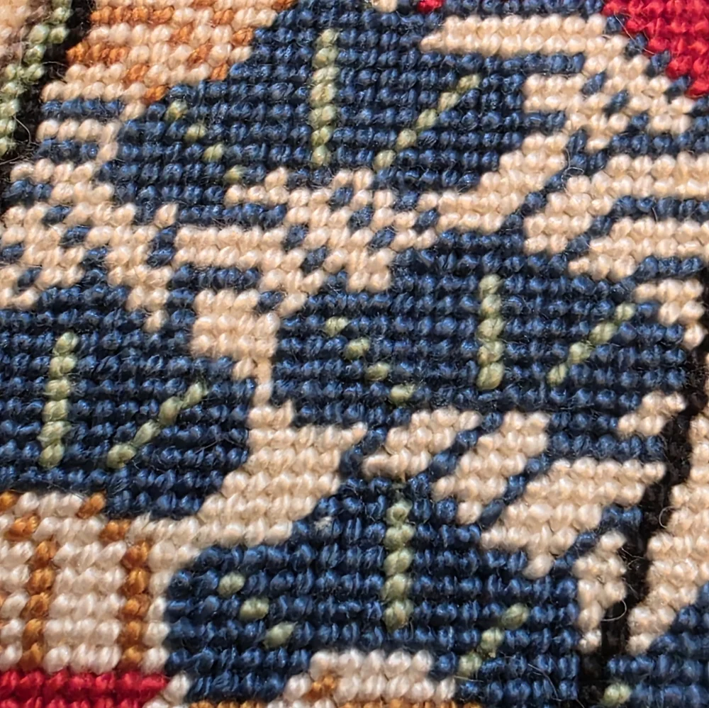 Embroidered Geisha Wall Art Panel in Red and Blue